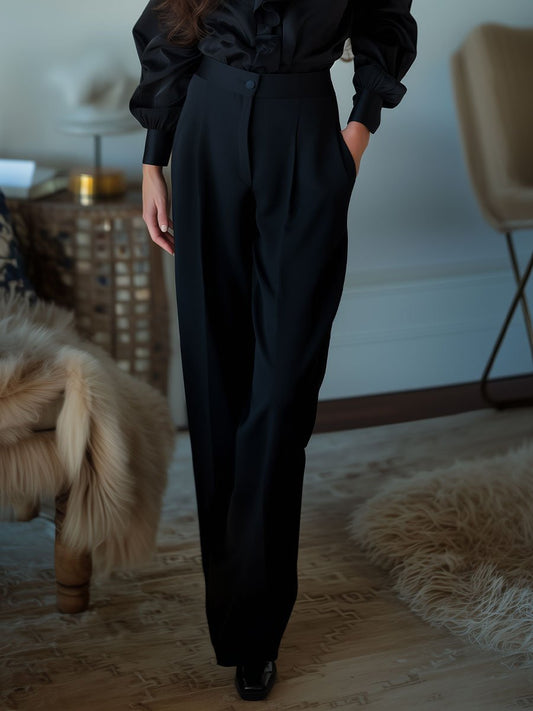 Black High Waist Tailored Trousers by Unlimited Selections