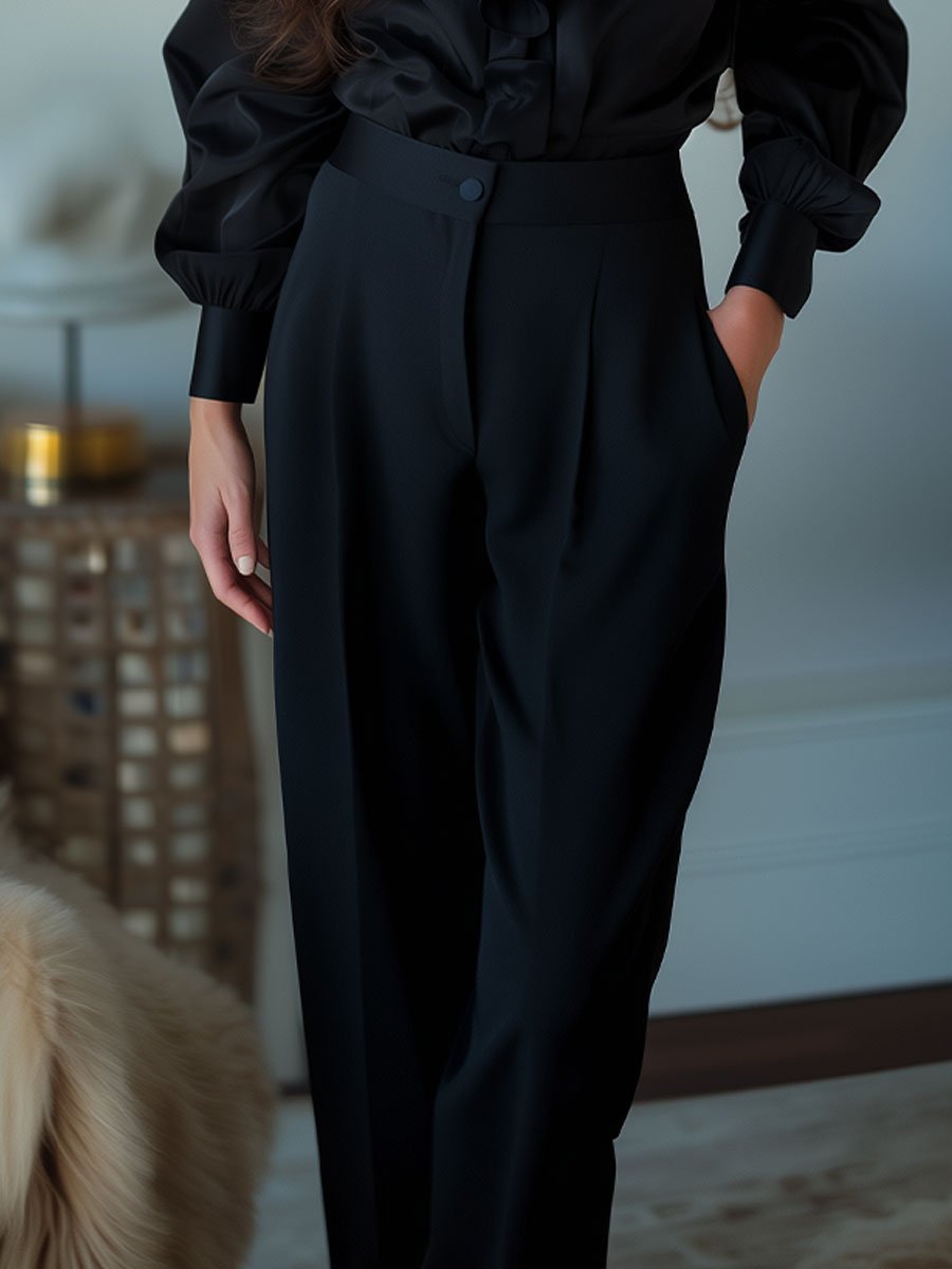 Black High Waist Tailored Trousers by Unlimited Selections