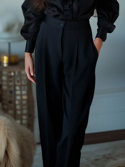 Black High Waist Tailored Trousers by Unlimited Selections