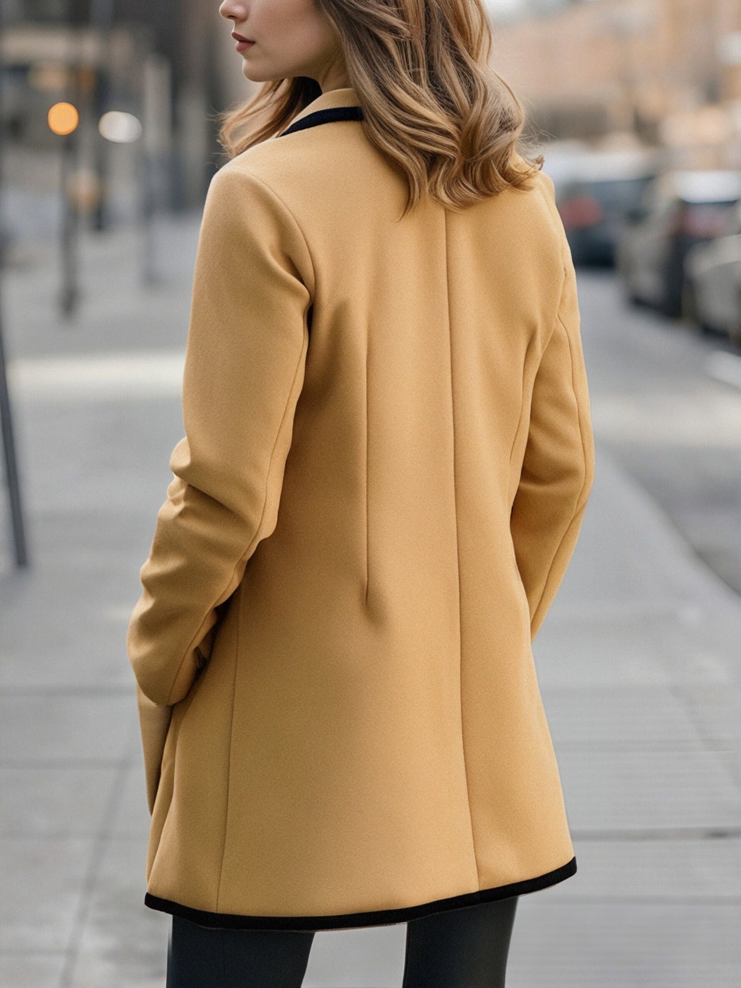 Black Trim Double Breasted Coat by Unlimited Selections