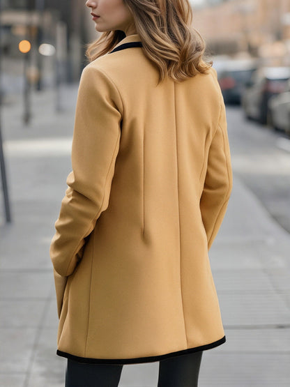 Black Trim Double Breasted Coat by Unlimited Selections