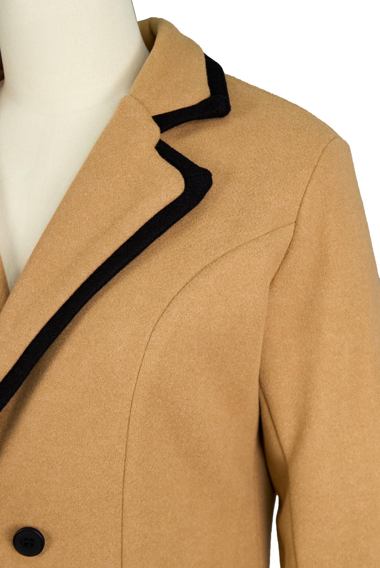 Black Trim Double Breasted Coat by Unlimited Selections