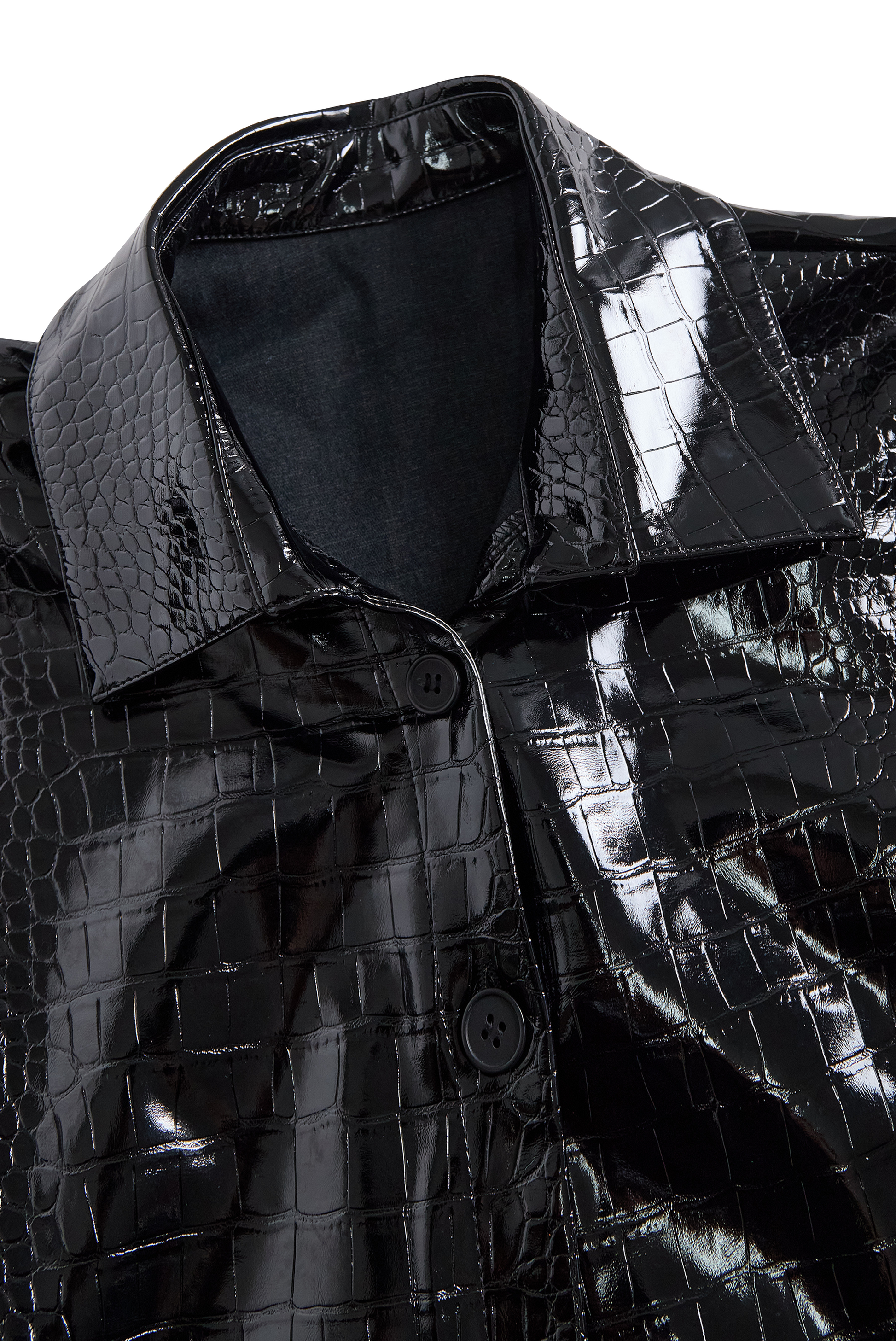 Glossy Black Croc Embossed Shirt by Unlimited Selections