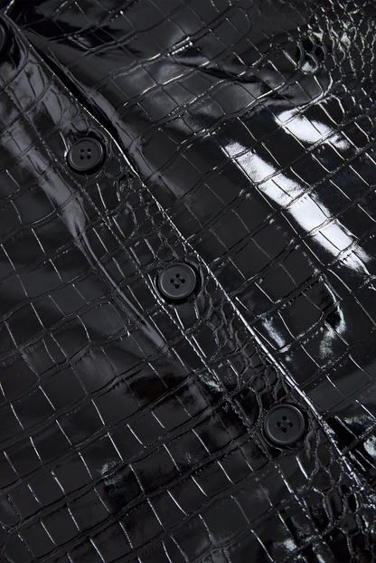 Glossy Black Croc Embossed Shirt by Unlimited Selections