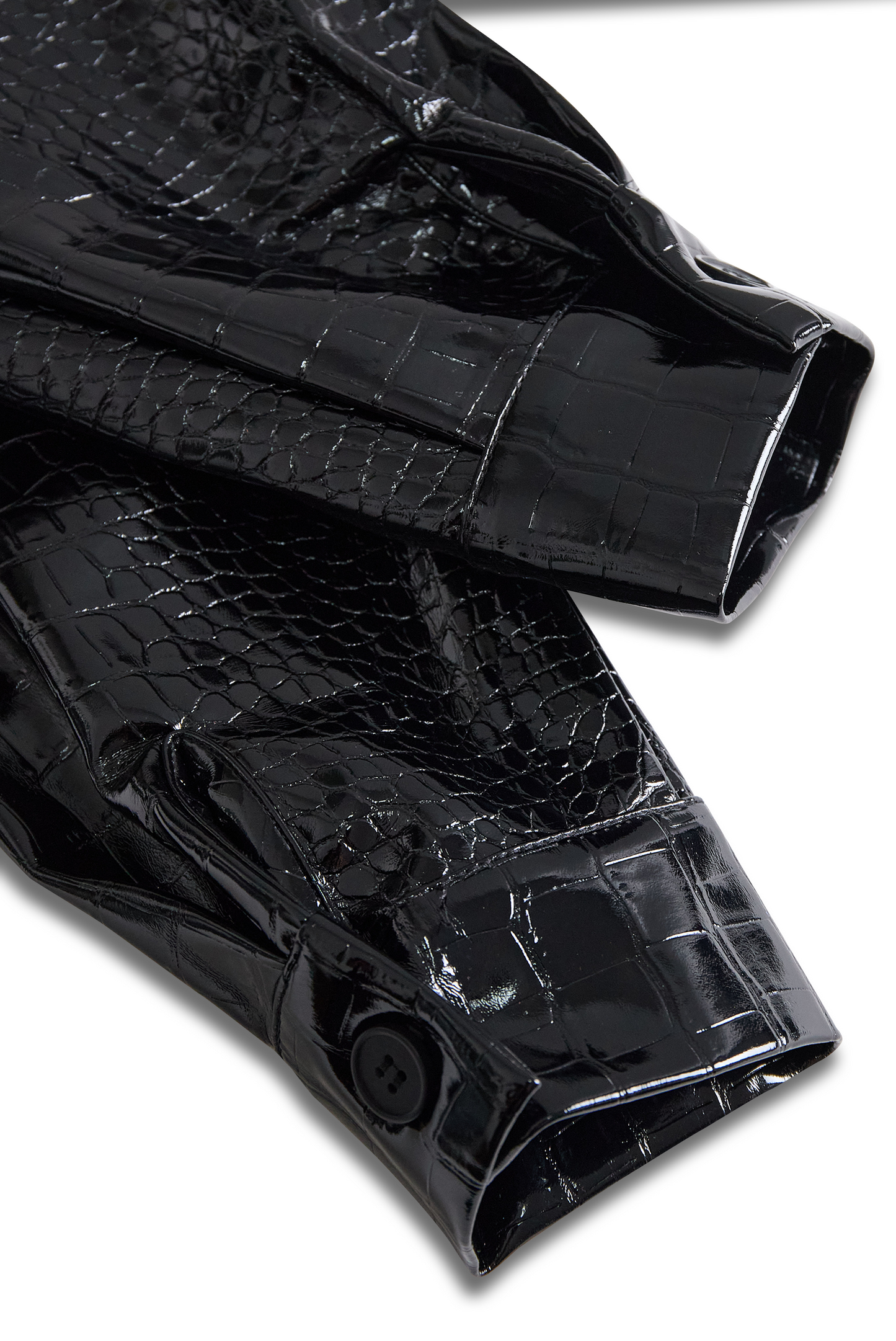 Glossy Black Croc Embossed Shirt by Unlimited Selections