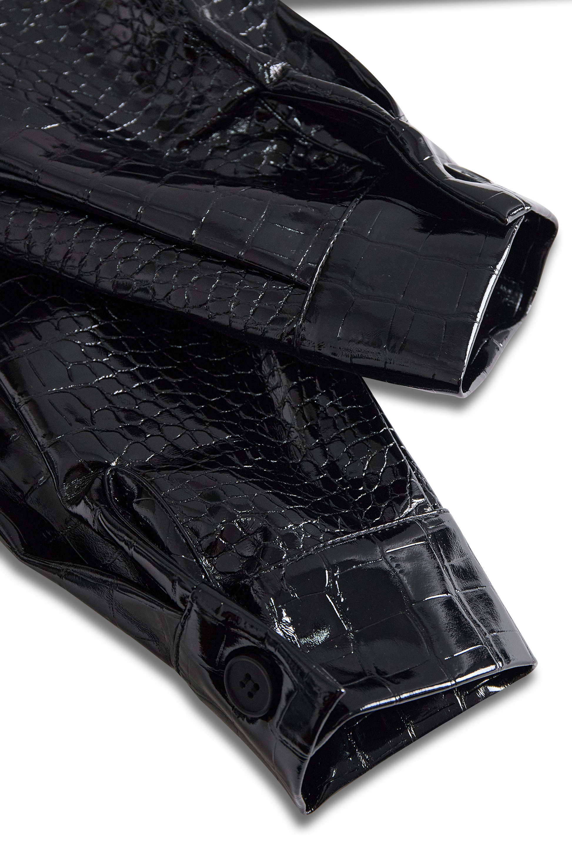 Glossy Black Croc Embossed Shirt by Unlimited Selections