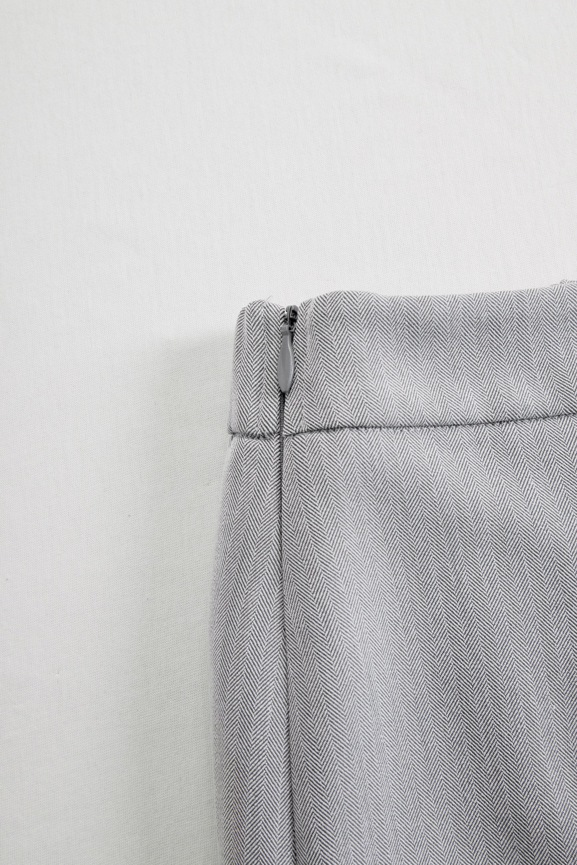 Gray Herringbone Black Trim Blazer Skirt Set by Unlimited Selections