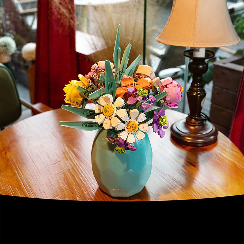 Romantic Bouquet Building Block Diy Artificial Flower Building Bricks Toy Bouquet Decoration Girls Adults Kids Anniversary Gifts