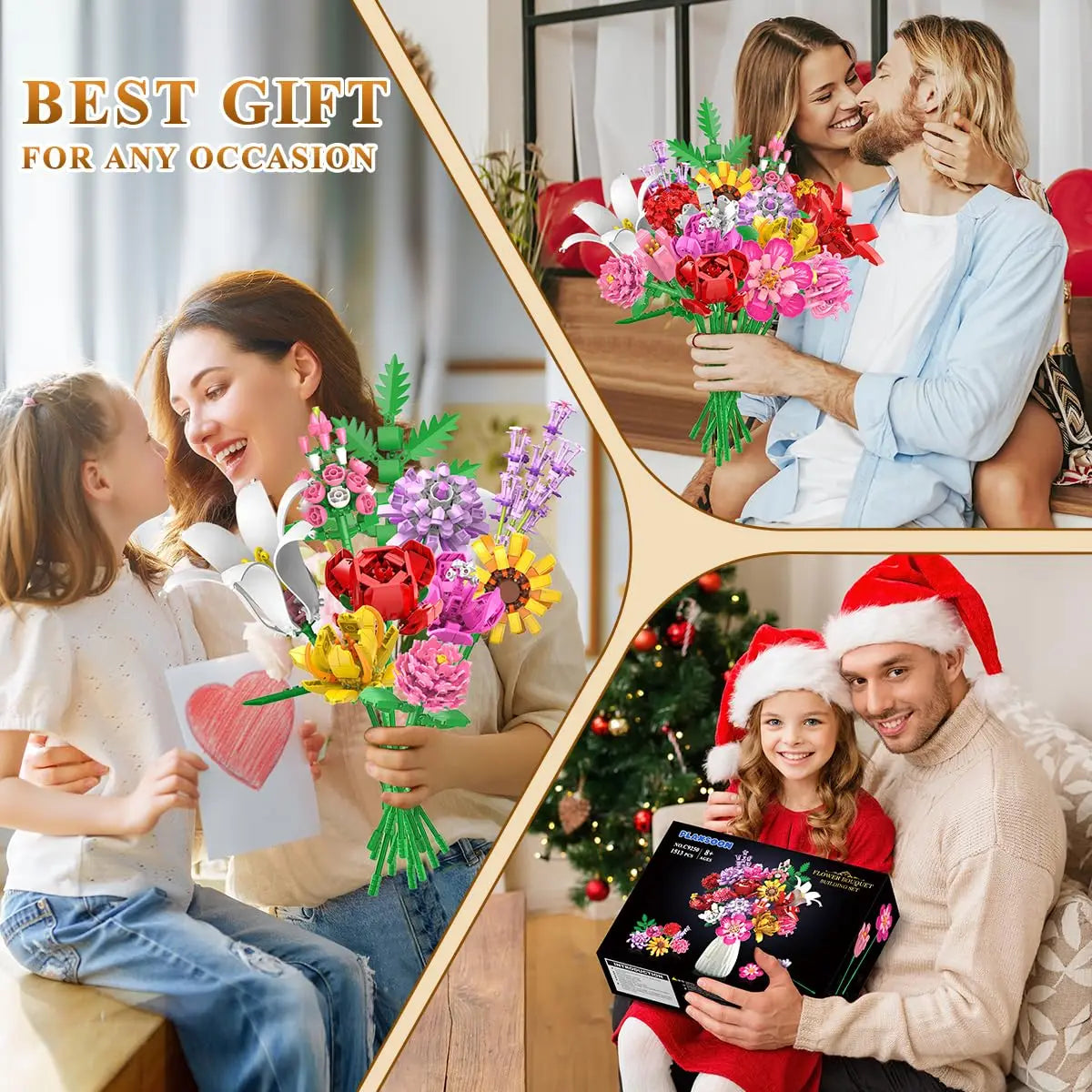 Flower Bouquet Building Set - 18 Piece Educational 3D Puzzle for Kids and Adults - Perfect Birthday Gift for Women and Family Fun Challenge