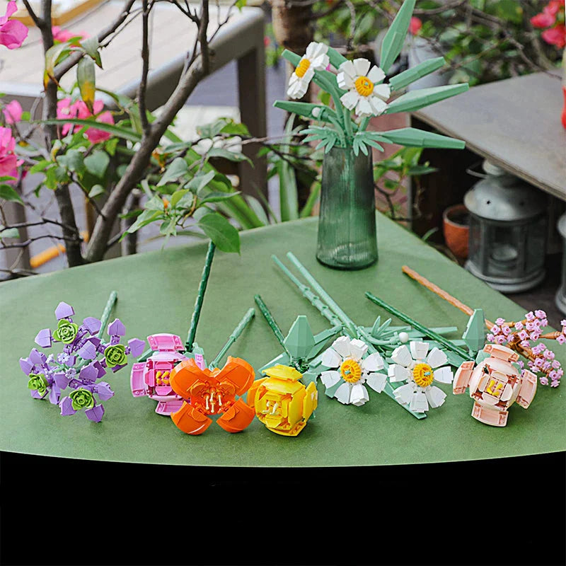 Romantic Bouquet Building Block Diy Artificial Flower Building Bricks Toy Bouquet Decoration Girls Adults Kids Anniversary Gifts