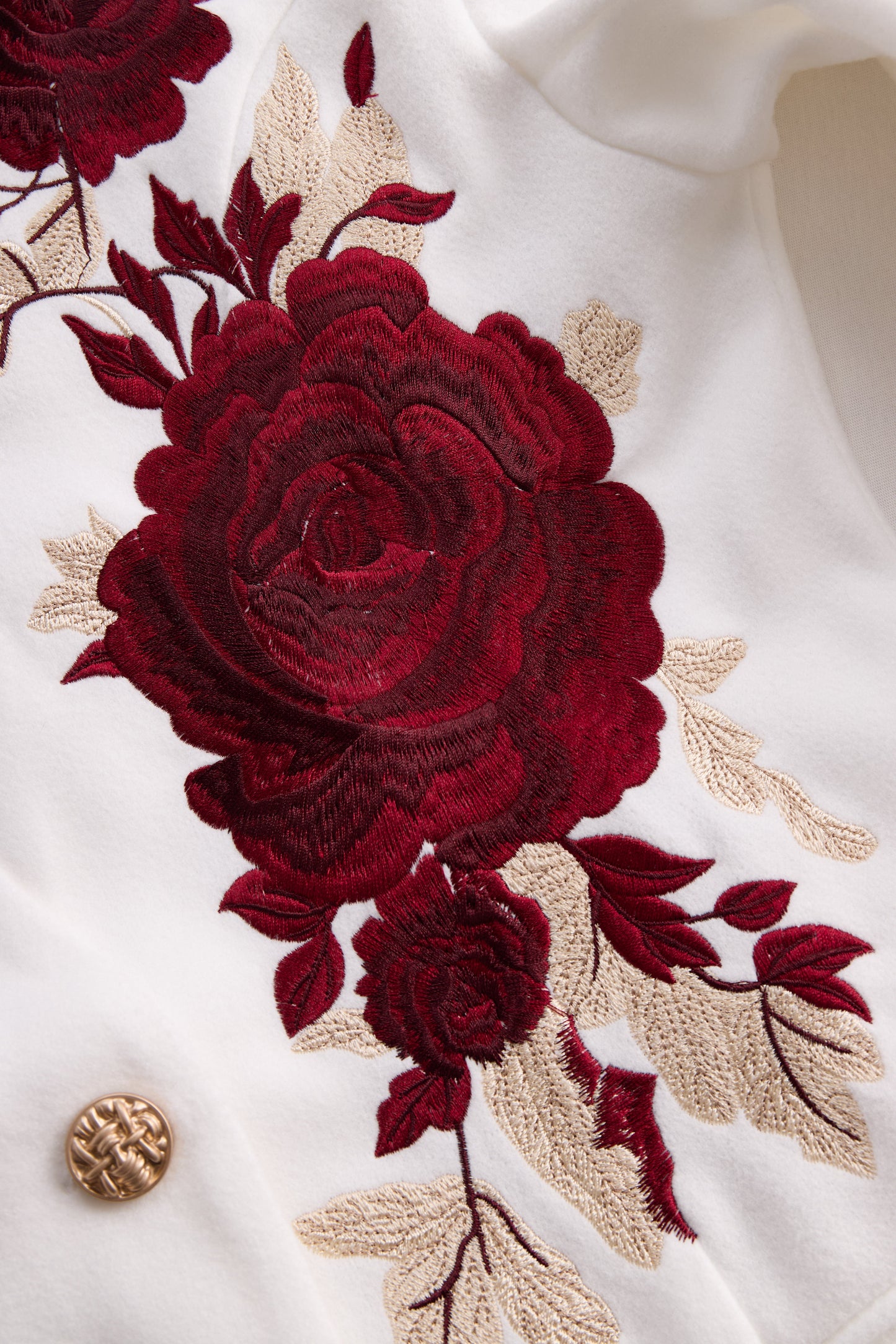 White Red Rose Embroidery Blazer by Unlimited Selections