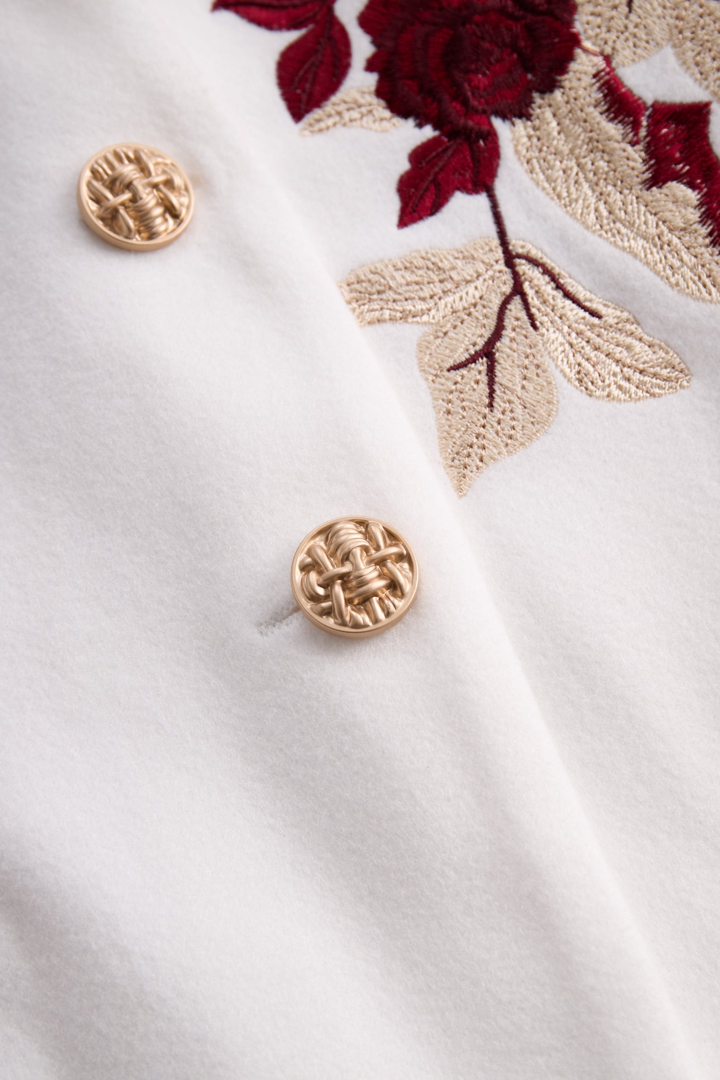 White Red Rose Embroidery Blazer by Unlimited Selections