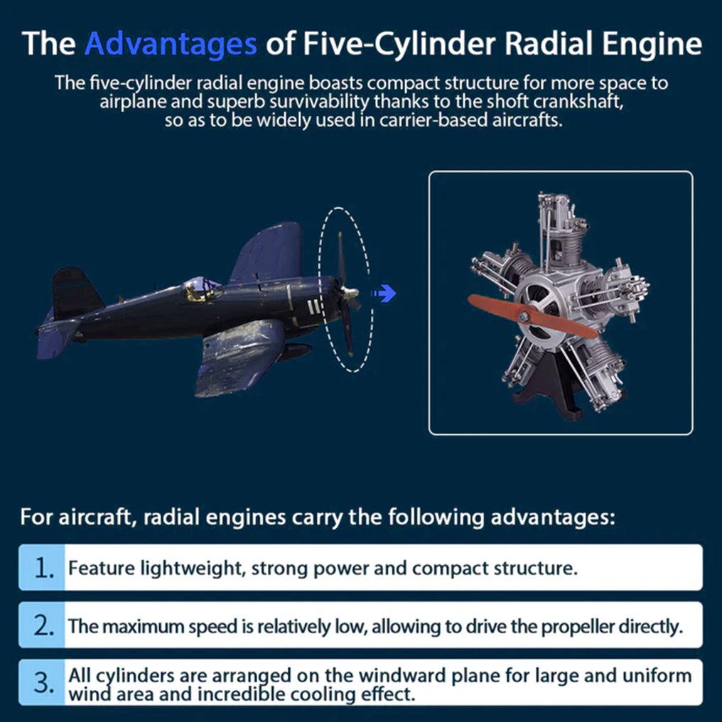 DIY 1/6 Full Metal 5 Cylinder Radial Engine Model Kit