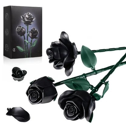 Eternal Black Rose Bouquet Building Blocks