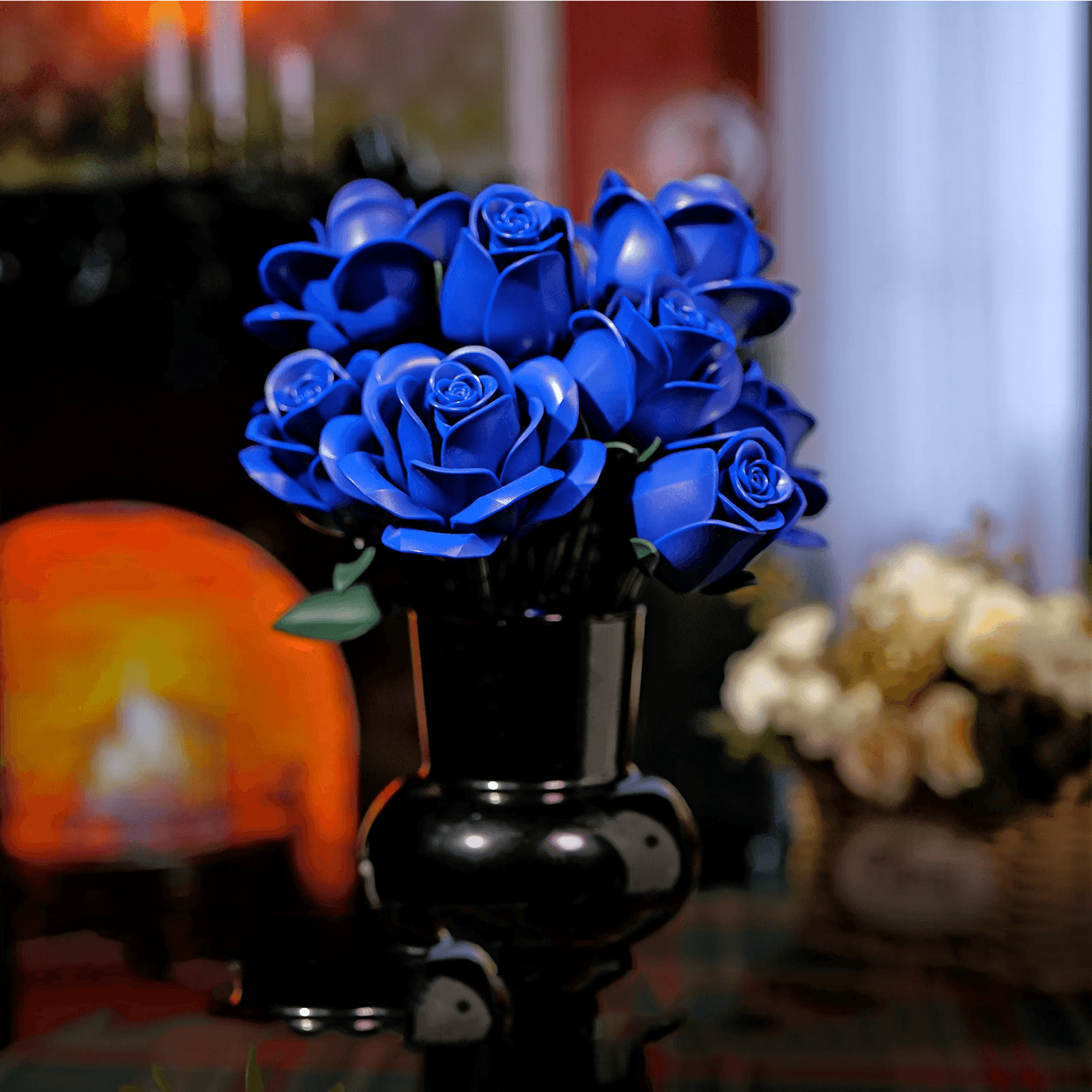 Eternal Blue Rose Bouquet Building Blocks Set
