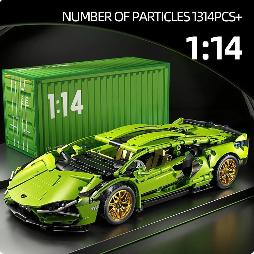 Remote Control Building Blocks Racing Car Kit - Lamborgini FK937 1:14 Scale Technical Model RC Supercar