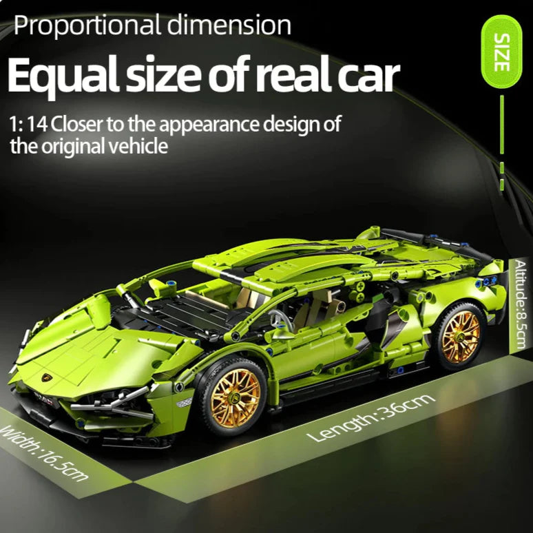 Remote Control Building Blocks Racing Car Kit - Lamborgini FK937 1:14 Scale Technical Model RC Supercar