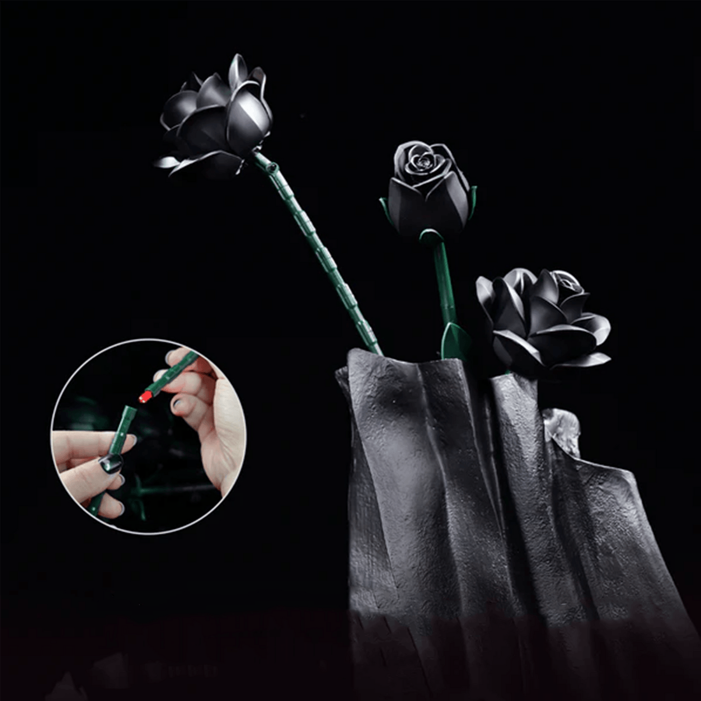Eternal Black Rose Bouquet Building Blocks