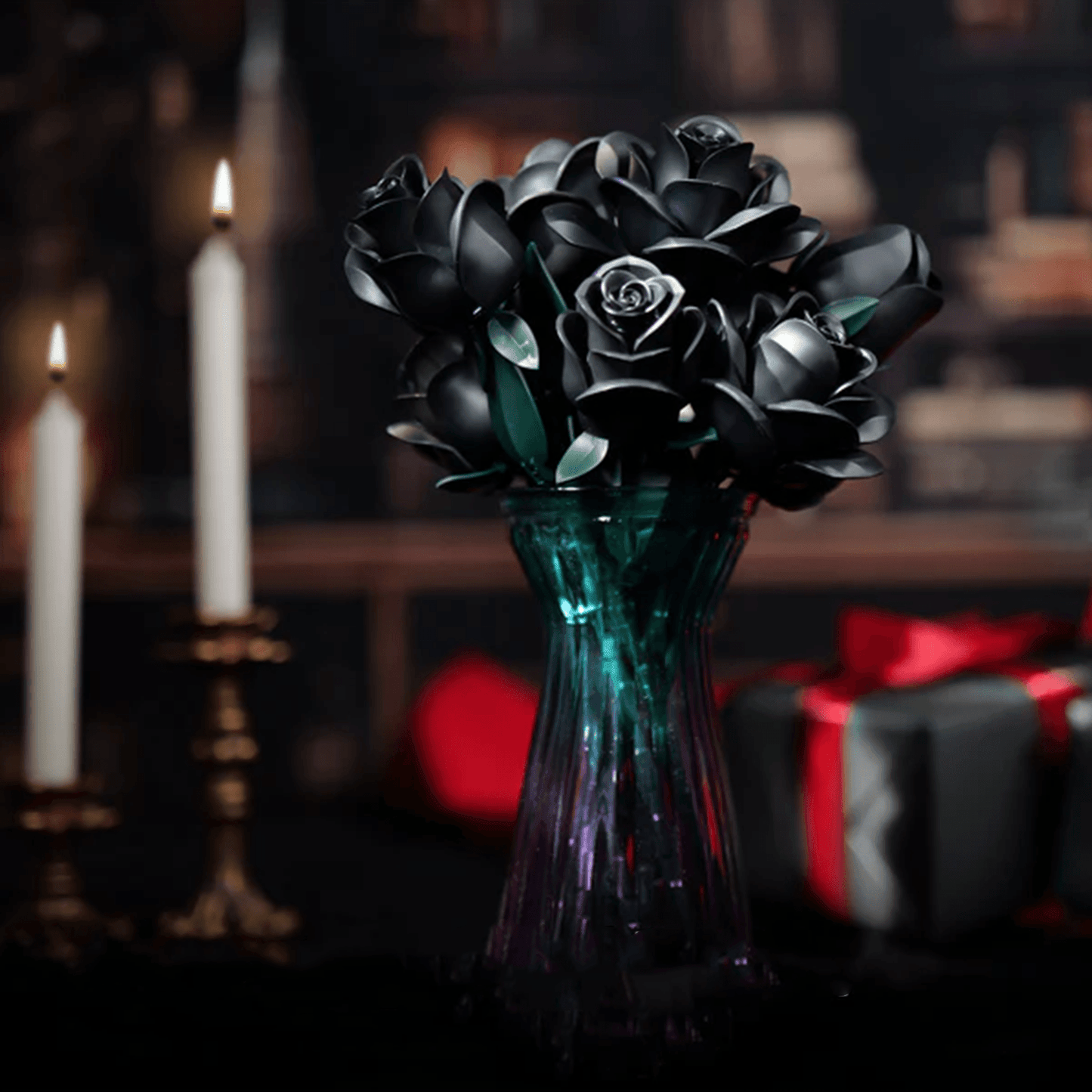 Eternal Black Rose Bouquet Building Blocks